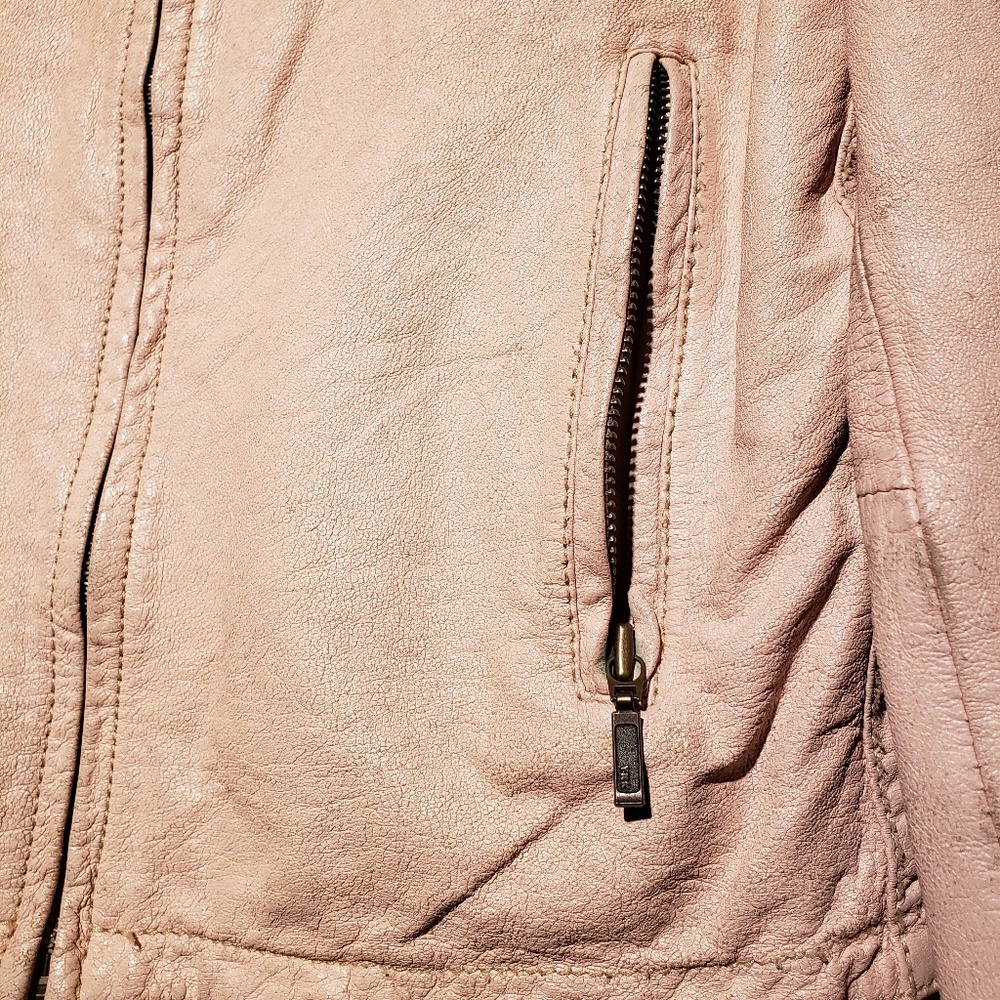 Vintage, Distressed Pink Leather Jacket - Picture 5 of 8